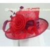 Wedding Red / Burgendy Sinamay Ladies Hats Bridal Satin With Medium Up Brim