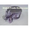 Purple Black Women Church Hats With Rose , Ladies Wedding Hat With Dress Fabric Stripe