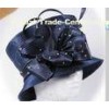 Blue Stylish Fabric Ladies' Church Hats , Big Bow For Festival Tonal Self Satin Braid