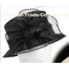 Halloween Charming Black Abaca Sinamay Ladies Hats , Rolled Edge Bow