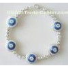 Dark Blue Silver Rhodium 7 Inch Tennis Bracelet Evil Eye Charm Jewelry