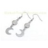 Ladies Stainless Steel Earrings / Silver Hook Earrings , Sun And New Moon Charms Style