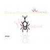 Round-Cut Black White Cubic  Diamond  925 Sterling Silver Spider Animal Necklace