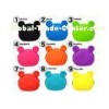 Eco-Friendly Silicone Coin Purse With Round Ears , Black / Blue Color