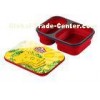 Custom Lightweight And Portable Silicone Bento Box With Two Compartment