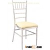resin chiavari chair with cushion, upholstery white hotel seat, stackable banquet chair, restaurant 