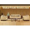 Fashionable Beige Color Fabric Hotel Public Area Wooden Frame 2 Seater Sofa
