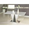Italy Mararay White Marble Dining Tables Brushed Ss Base Simple Style