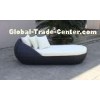 Outdoor Patio Wicker Rattan Sun Lounger , Black Beach Lounge Chair