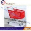 Custom Red Plastic Grocery Store Shopping Carts With Four Wheels 180L