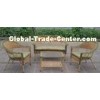 Two Tones Steel Resin Wicker Patio Furniture , 4pcs Outside Wicker Furniture Set With Cushion