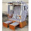 Waterproof Wood And PE Rattan Roofed Beach Chair & Strandkorb In Summer