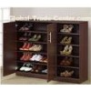 Dark Walnut / Black Wooden Shoe Rack Cabinet , 15mm melamine board DX-8615