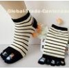 Spring Purple Five Toe Socks , Anti - Pilling Striped Toe Socks