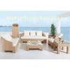 Wood Multifuction Rattan Effect 6 Seat Patio Sofa Set With Flower Pot