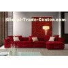 Red Fabric Modern Fabric Sofas With Feather Cushions , Soft Seat Upholstered Sofa