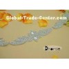 Silver Decorative Beaded Trim With Rhinestone , Bridal Trim By The Yard