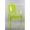 Waterproof PC Resin Louis Ghost Chair , Contemporary Arm Green Wedding Chair