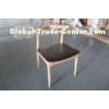 Vintage French metal and wood dining chair for Cafe Bistro with Leather Seat