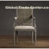 Solid Wood Oak floral fabric dining chairs / Comfortable dining room chairs