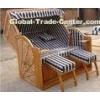 Outdoor PE Rattan Roofed Beach Chair & Strandkorb With Wood And Rattan Frame