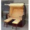 Contemporary Dark Brown Wood And Wicker Roofed Beach Chair & Strandkorb