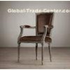 Square Nailhead Back cream leather dining room chairswith Oak Solid Wood