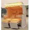 Roofed Wicker Beach Chair & Strandkorb With Orange 10cm Thickness Cushion