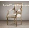 Europe style fashion french upholstered armrest Fabric Dining Chair with wooden legs