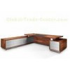 Elegant Long Cabinet Walnut Corner Desk  L Shaped Walnut Office Furniture