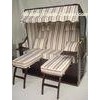 Outdoor Garden Dark Brown Roofed Wicker Beach Chair & Strandkorb With Cushion