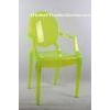 Waterproof PC Resin Louis Ghost Chair , Contemporary Arm Green Wedding Chair