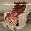 Contemporary Leisure Wood And Resin Wicker Roofed Beach Chair & Strandkorb