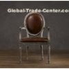 Wooden Round Back leather lounge chairs, faux leather brown dining chairs