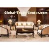 Classiccal Wood Beige Fabric Hotel Lobby Sofa , Brown Leisure Sofa Set