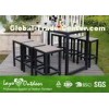 Synthetic Wood Outdoor Furniture Faux Wood Patio Dining Set With Relax Style Bar And Stools Moisture