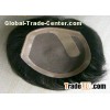 Dark Brown Chinese Human Swiss Lace Remy Top Closure Toupee for Men