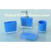 Blue Elegant 4 Piece Plastic Bathroom Set with Flower Pattern for Kids