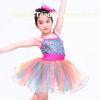 Solo Confetti Dot Tops Kids Dance Clothes 2 Tones Organza Glitter Sequin Dress