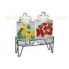 Double glass beverage dispenser with stand , hammered embossing for juicing