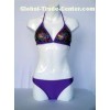 Custom purple with colored sequin womens plus size L, XXL polyester swim suit