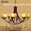 Europe Style Wrought Iron Pendant Lamp 8 Light with Glass Shade , Bordeaux Side-wiping