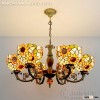 Fancy 5 lights colored glass downward bowl tiffany chandelier