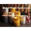 Gold / Silver Distressed Finish Flameless LED Pillar Candles With Real Wax 10 - 15cm