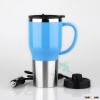 12V USB Stainless Steel Travel Heated Thermos Coffee Mug Cup With Car Charger