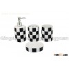 white & black decal ceramic bathroom set