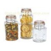 Promotional  Glass Storage Canisters with chromed clamp and airtight  lids food grade