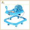 Adjustable Backrest Sit In Rolling Baby Walker Blue Cartoon Elephant Style