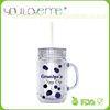 new design top grade double wall plastic mason jar mug with handle