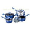 Blue 7pcs Nonstick Pan Set , Aluminum Stamped Cookware Sets